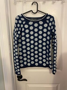 Title Nine Navy and White Polka Dot Crewneck Sweater